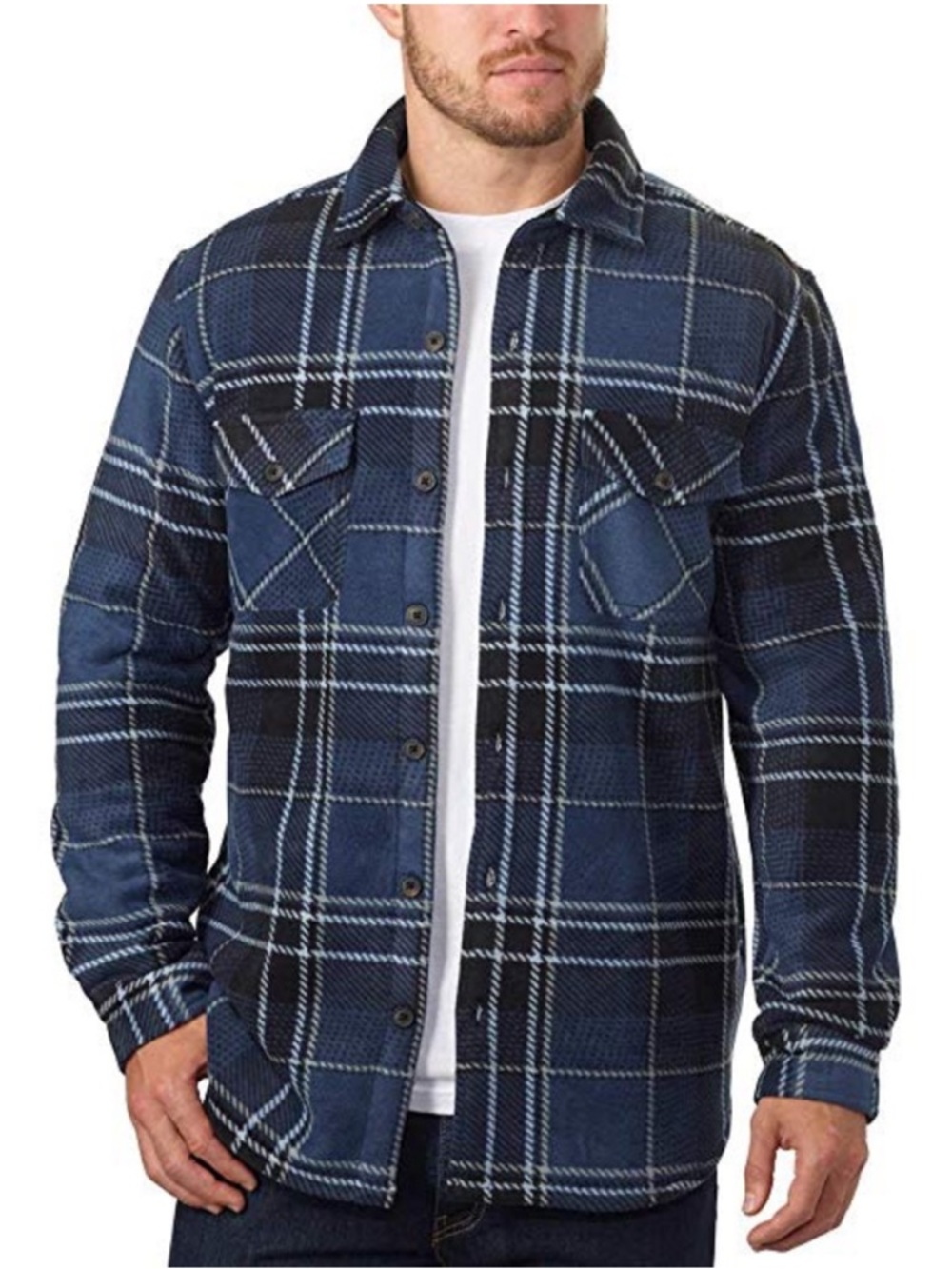 Freedom Foundry Mood Indigo Plaid (Blue) Super Plush Shirt Jacket - Size Large